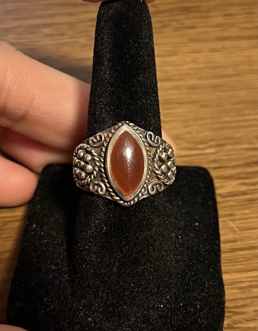 Vintage sterling  silver and carnelian ring . Size 5.5